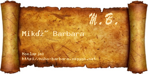 Mikó Barbara névjegykártya
